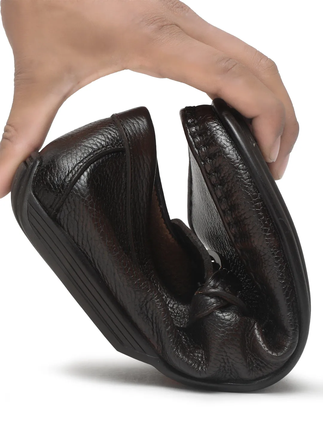 Men's Brown Leather Flexi 360 Loafers Roshe One Casual Shoes