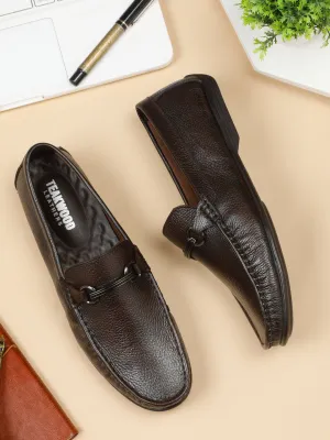 Woven Slip-on Casual Shoes Men's Brown Leather Flexi 360 Loafers