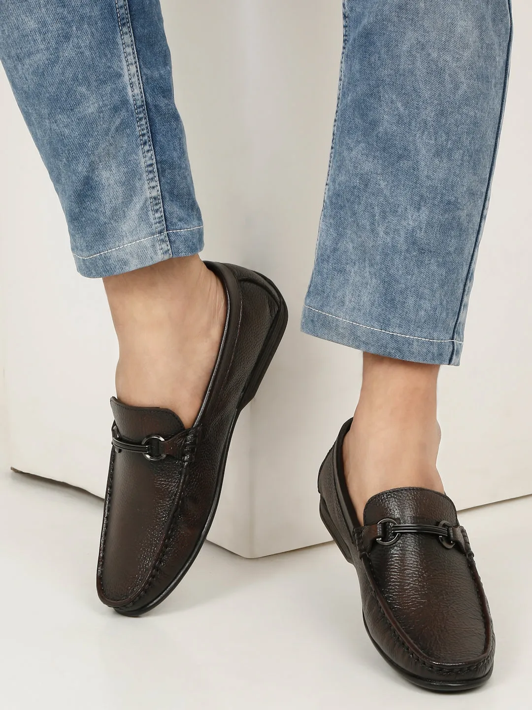 Men's Brown Leather Flexi 360 Loafers Casual Shoes Online