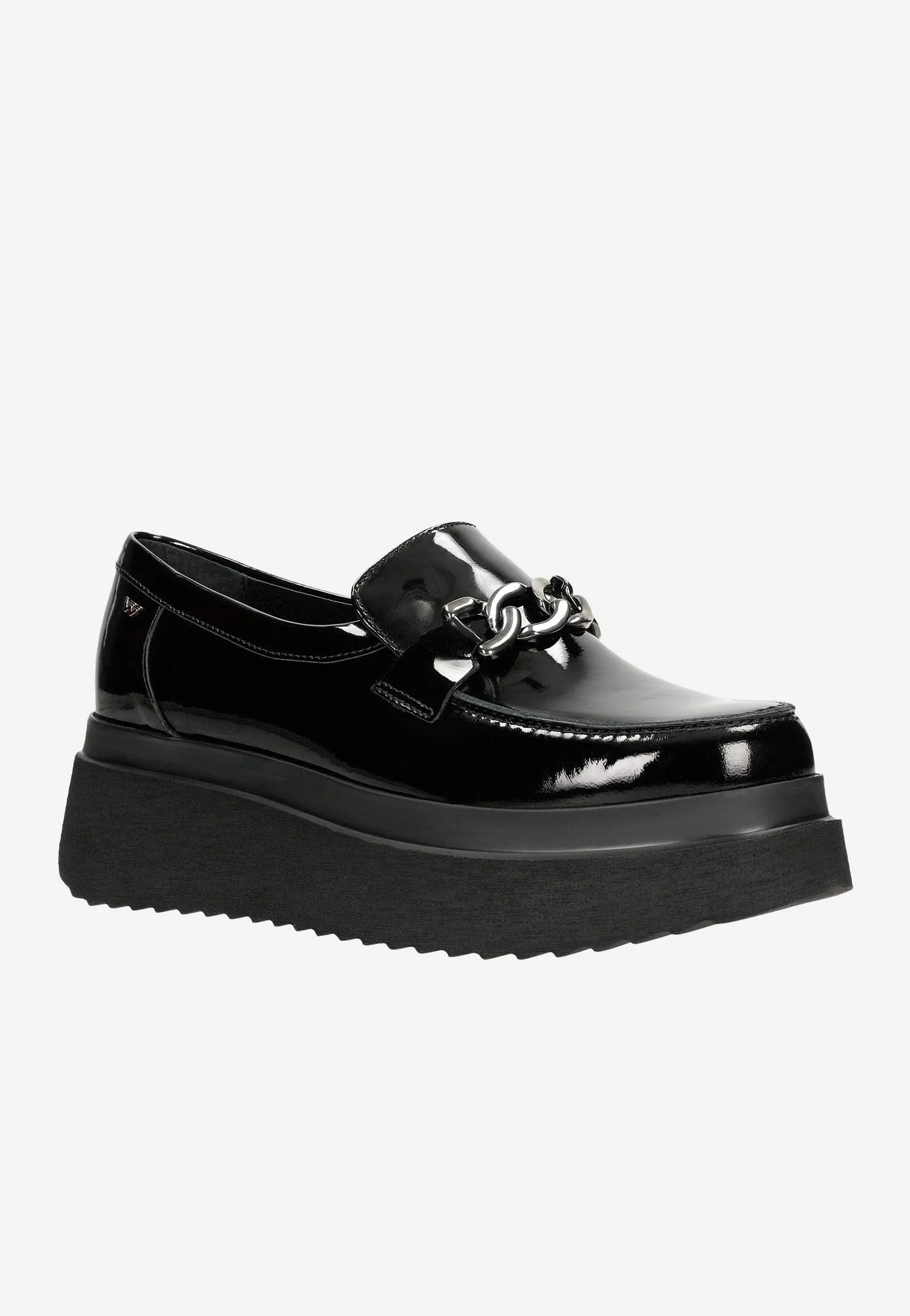 Wojas Black Leather Wedge Loafers with Silver Chain | 4619031 Cap Toe Oxford Dress Shoe