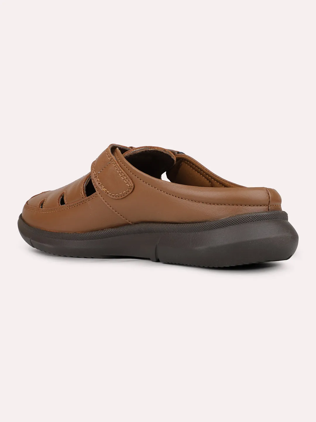 Mens Tan Solid Round Toe Casual Sandals Shoes Ladies Sandals
