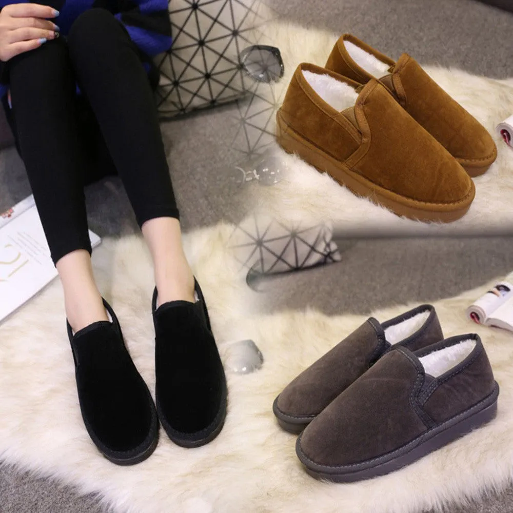 Casual Spring Shoes Fashion Women Boots Flat Ankle Fur Lined Warm Snow Breathable Shoes Lazy shoes Big Size 35-43 Drop Shipping EF8