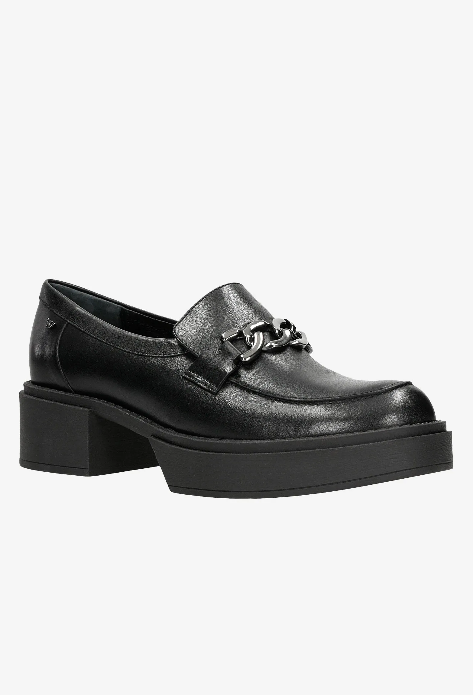 Fabric Oxfords Wojas Urban-style Black Leather Loafers with Decorative Chain | 46113-51