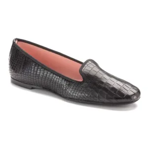 Smoks - Black Croc Leather Smoking Loafer for Teen/Women by Pretty Ballerinas Women Silver Loafers