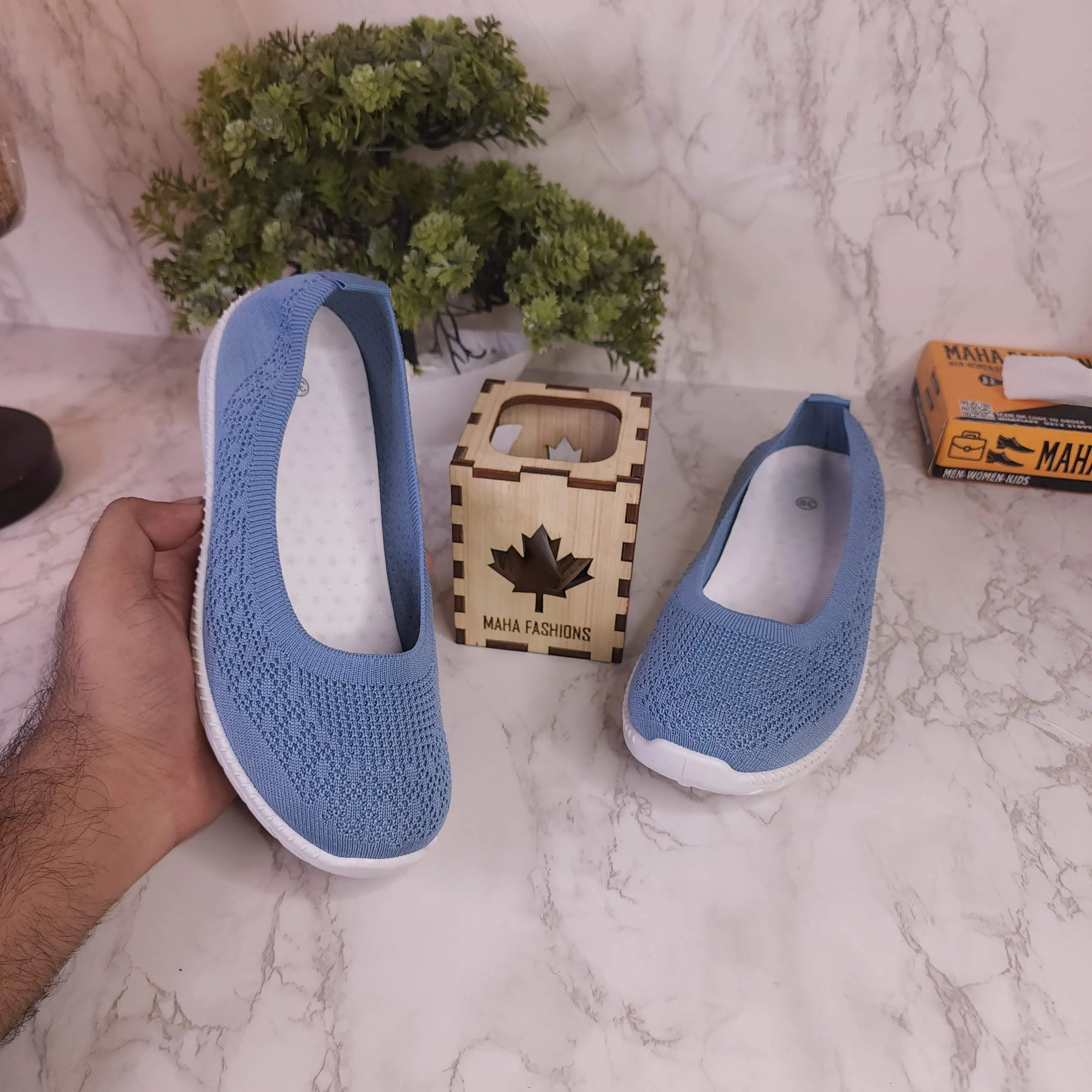 Thick Loafers Blue Women Comfortable Loafers Casual Slip