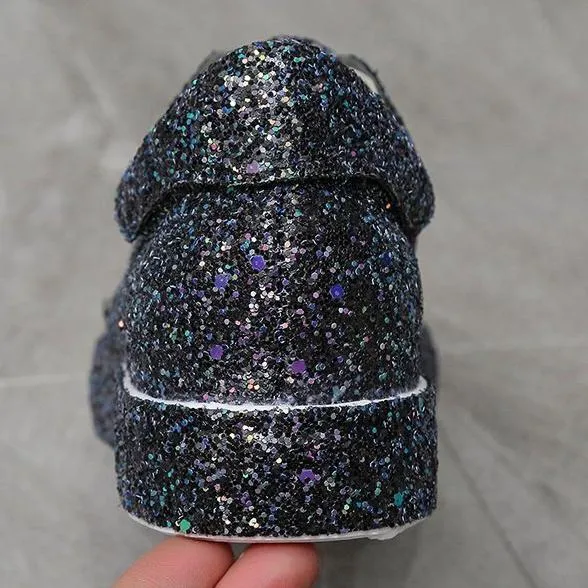 Women's rhinestone glitter front lace canvas Sport Sneakers