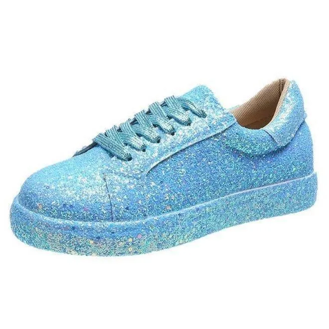 Women's rhinestone glitter front lace canvas Drkshdw Sneakers