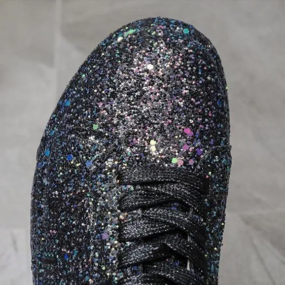 Steve Madden Slip On Sneakers Women's rhinestone glitter front lace canvas