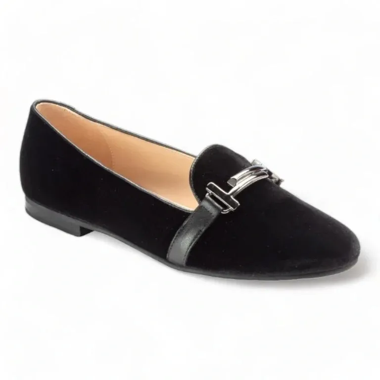 Nordstrom Loafers 1633 - Black Velvet Smoking Loafer for Girl/Teen/Women by London Kids