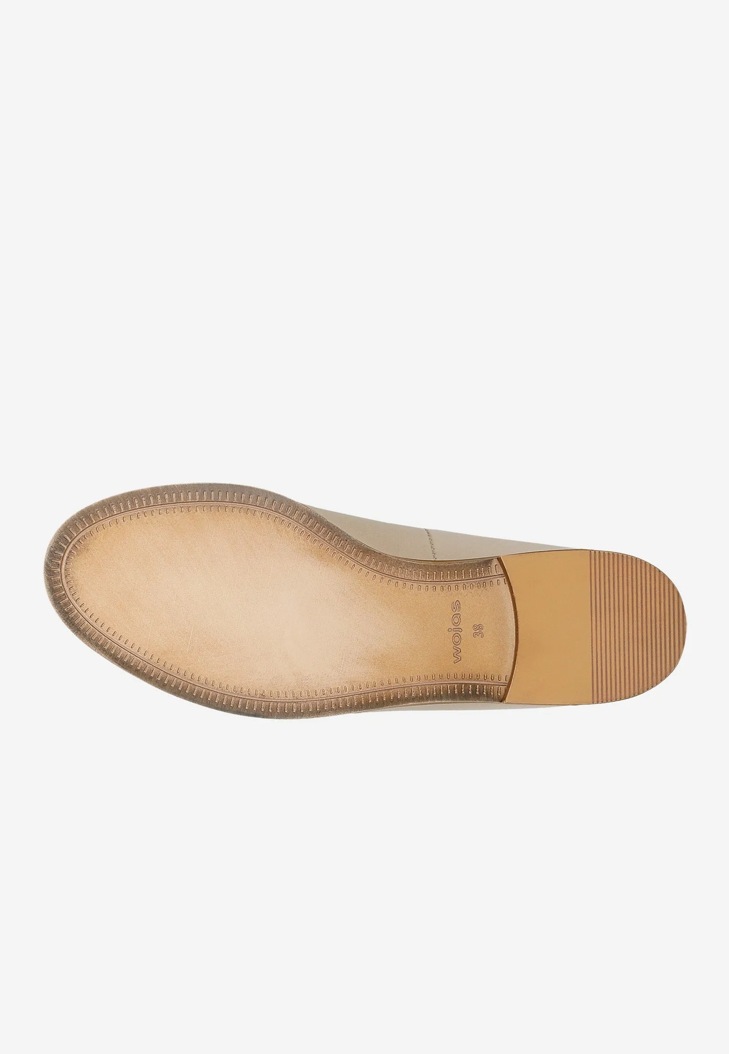 Wojas Beige Leather Loafers with Golden Chain | 46225-54 Oxfords With Navy Suit