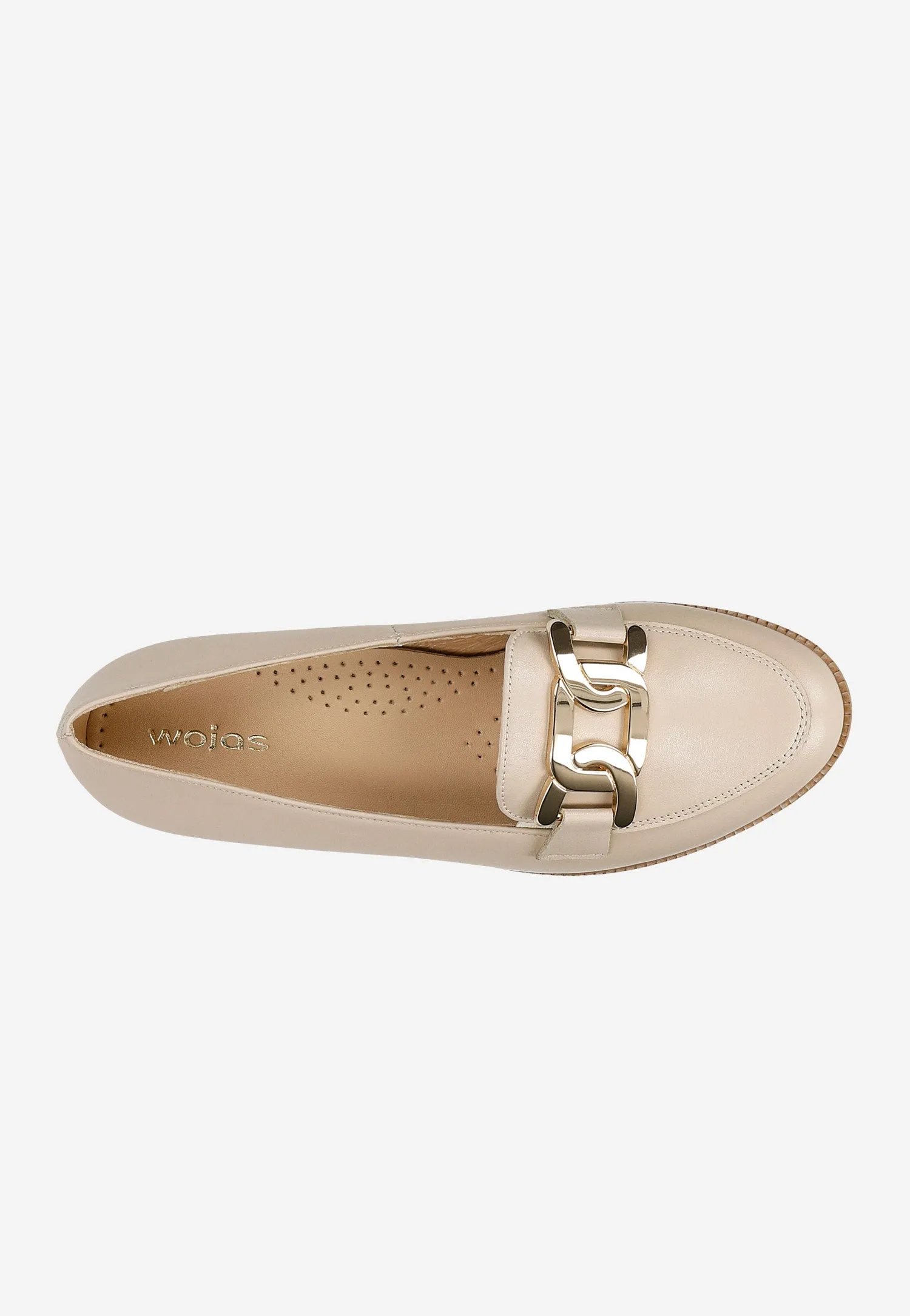 Wojas Beige Leather Loafers with Golden Chain | 46225-54 Botkier Oxfords
