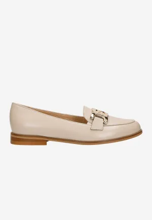 Wojas Beige Leather Loafers with Golden Chain | 46225-54 Work Oxfords Made In Usa