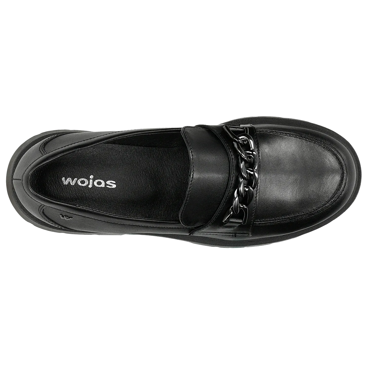 Payless Shoes Saddle Oxfords Wojas Black Leather Loafers with Decorative Chain | 46112-51