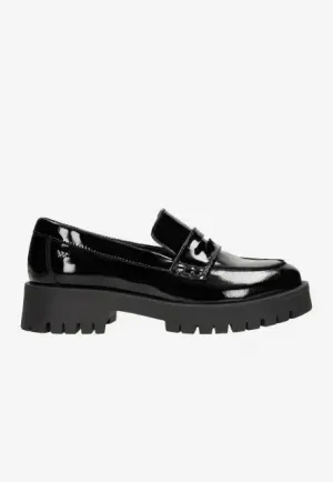 Plain Oxford Wojas Black Patent Leather Loafers | 46124-31