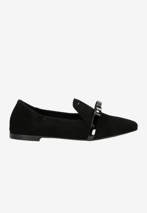 Wojas Black Velour Leather Loafers with Decorative Bow | 4500861 Oxford Shoes Slip On