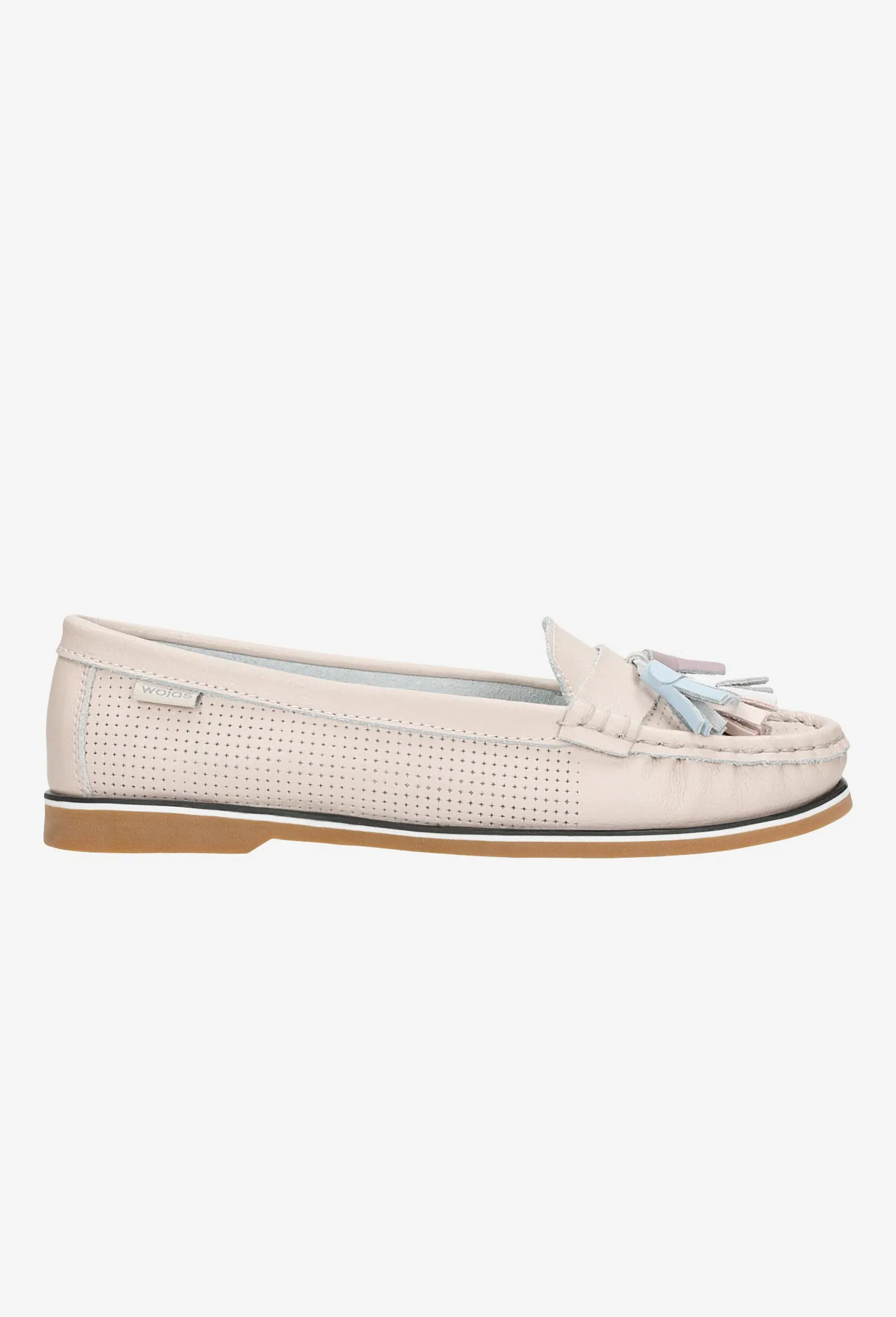 Wojas Light Pink Leather Loafers with Fringes | 4617055 Pinpoint Oxford Fabric