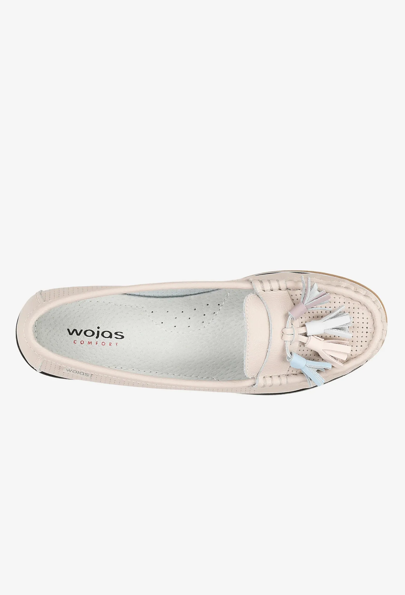 Wojas Light Pink Leather Loafers with Fringes | 4617055 Alegria Shoes Oxfords