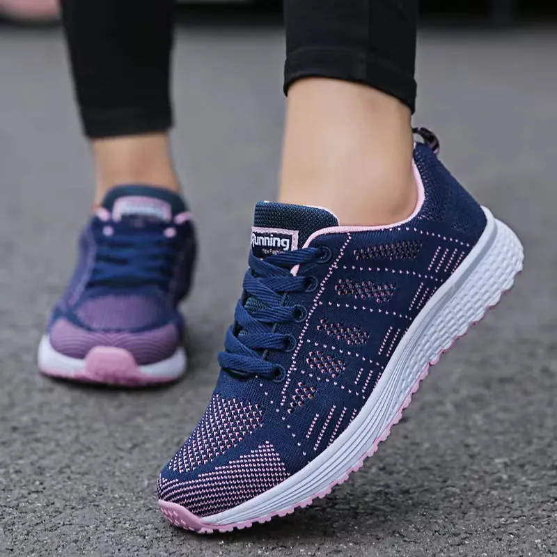 Flat Date Night Shoes Women Casual Shoes Fashion Breathable Walking Mesh Flat Shoes Sneakers Women Gym Vulcanized Shoes White Female Footwear