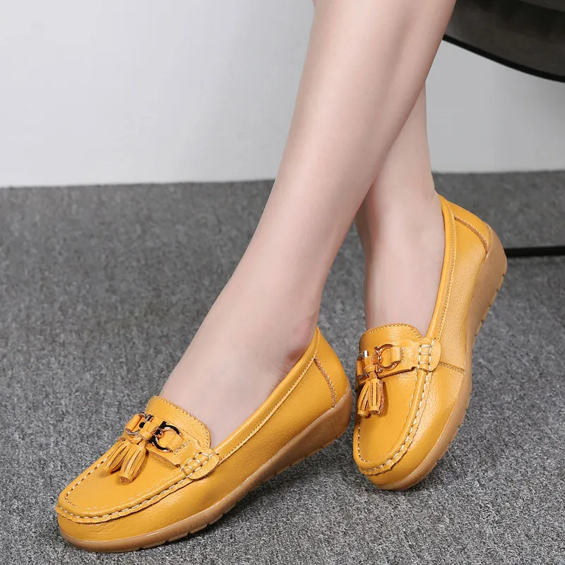Women shoes 2018 summer mother shoes woman flats soft bottom genuine leather ladies ballet loafers flat shoes sneakers Banana Republic Penny Loafers