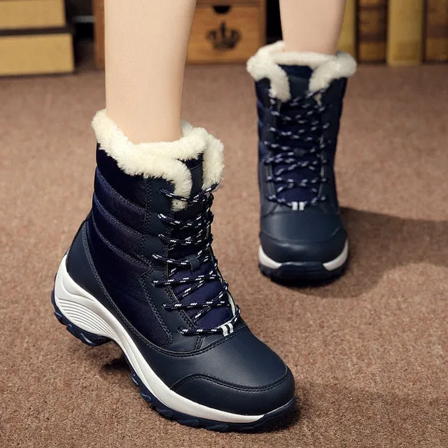 Flat Soled Walking Shoes Women Shoes 2019 KUIDFAR Women Boots Warm Winter Boots Ankle Botas Cotton Waterproof Winter Shoes Fashion Snow Boots