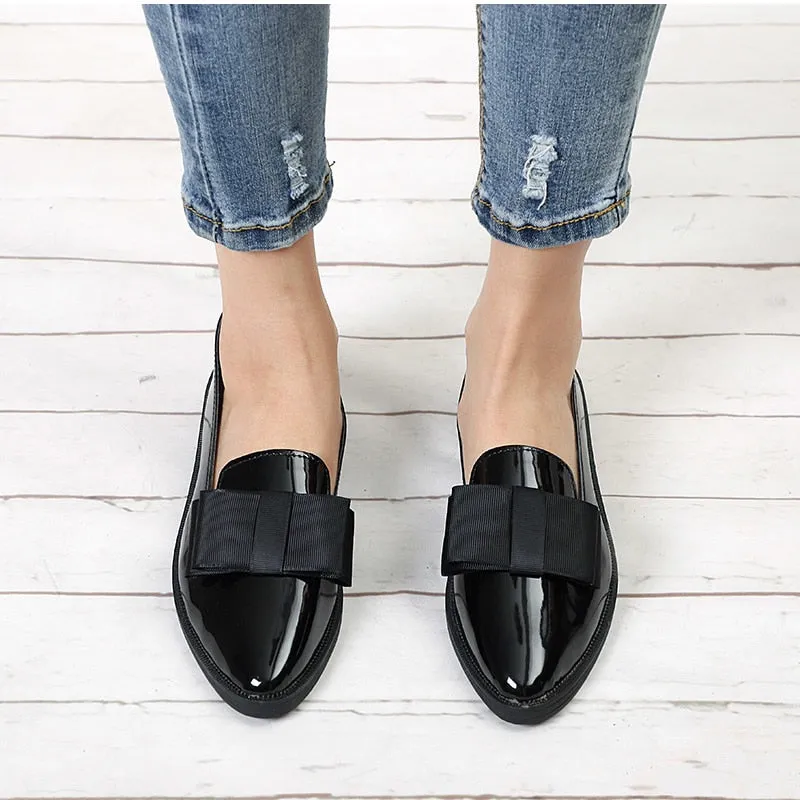Michael Kors Penny Loafers Women Shoes Bowtie Loafers Patent Leather Elegant Low Heels Slip On Footwear