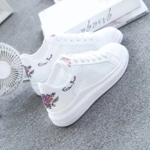 Women Shoes Fashion Embroidered Breathable Hollow Lace-Up Sneakers G.h. Bass Weejuns Loafers
