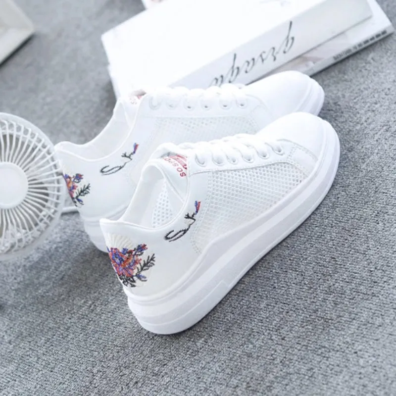 Loafers Zombie Island Women Shoes Fashion Embroidered Breathable Hollow Lace-Up Sneakers
