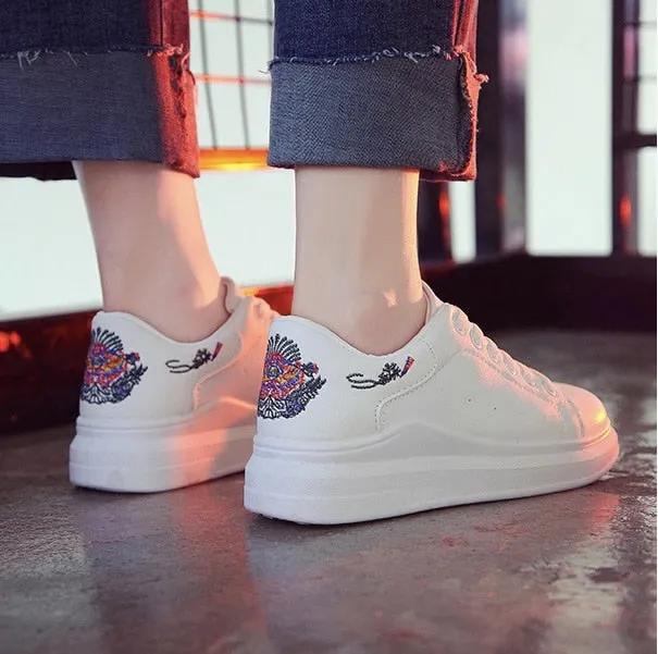 Loafers Reddit Women Shoes Fashion Embroidered Breathable Hollow Lace-Up Sneakers