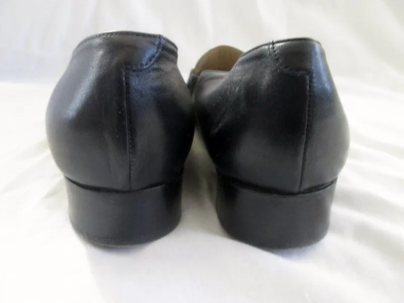 Women Silver Loafers Womens BALLY RUTA Italy Slip On SHOE Loafer BLACK LEATHER 9.5 WHITE HORSEBIT