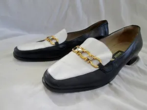 Womens BALLY RUTA Italy Slip On SHOE Loafer BLACK LEATHER 9.5 WHITE HORSEBIT Loafers Boat Shoes