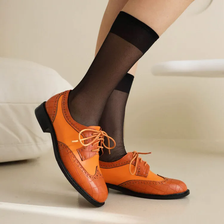 Best Way To Lace Oxfords Women's Bicolor Lace-Up Round Toe Flats Oxford Shoes