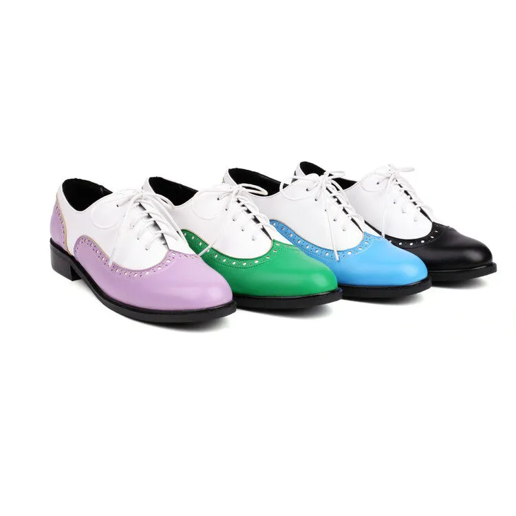 Women's Bicolor Tied Straps Flats Oxford Shoes Oxfords Or Brogues