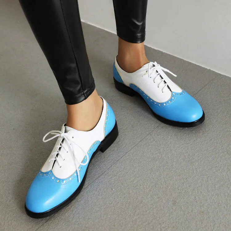 Women's Bicolor Tied Straps Flats Oxford Shoes Rivera Oxfords Shoes Sneakers