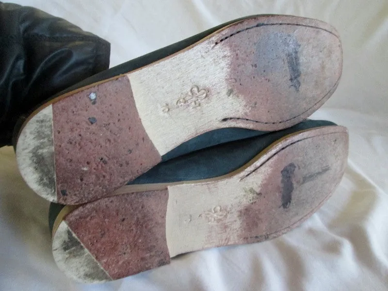 Womens COLE HAAN Leather Moccasins Mocs Walking Shoes Boat SLATE BLUE 10 High Heel Penny Loafers