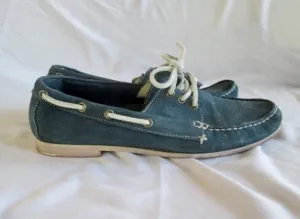 Unlined Suede Loafers Womens COLE HAAN Leather Moccasins Mocs Walking Shoes Boat SLATE BLUE 10