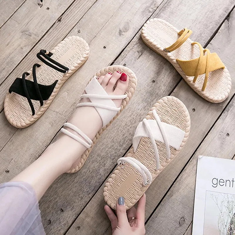 Women's Fashion Flat Beach Flip Flops Slides Slippers 663 Flat Nude Shoes