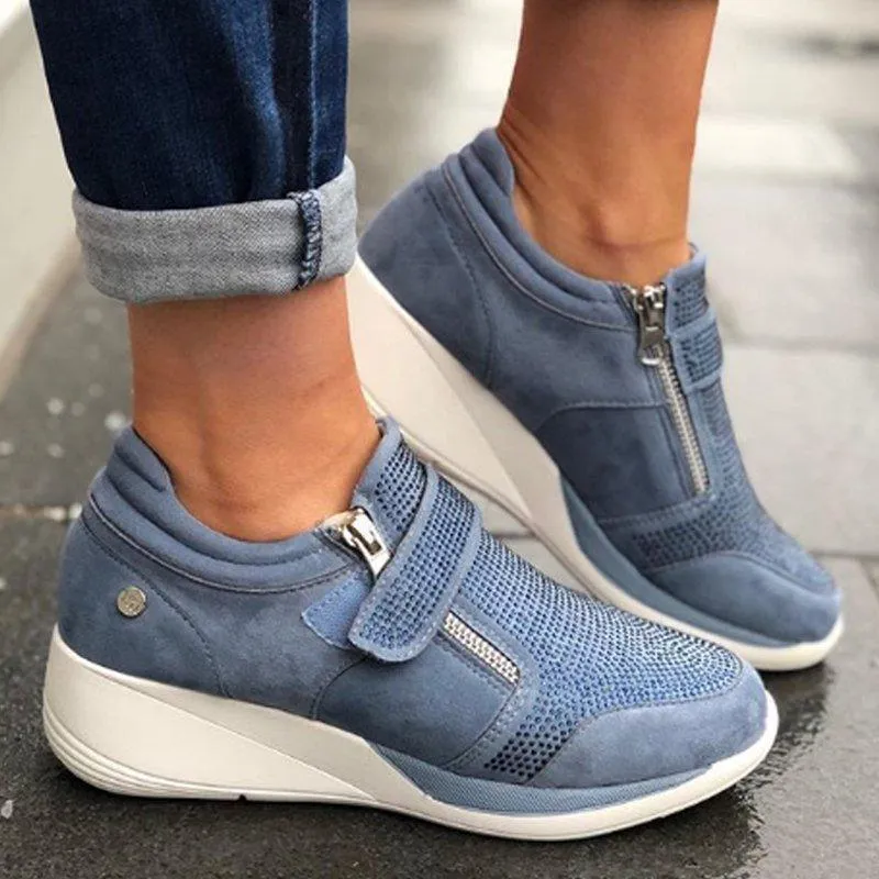 Women's fashion wedge sneakers magic tape casual shoes for comfy walking Dan Marino Sneakers