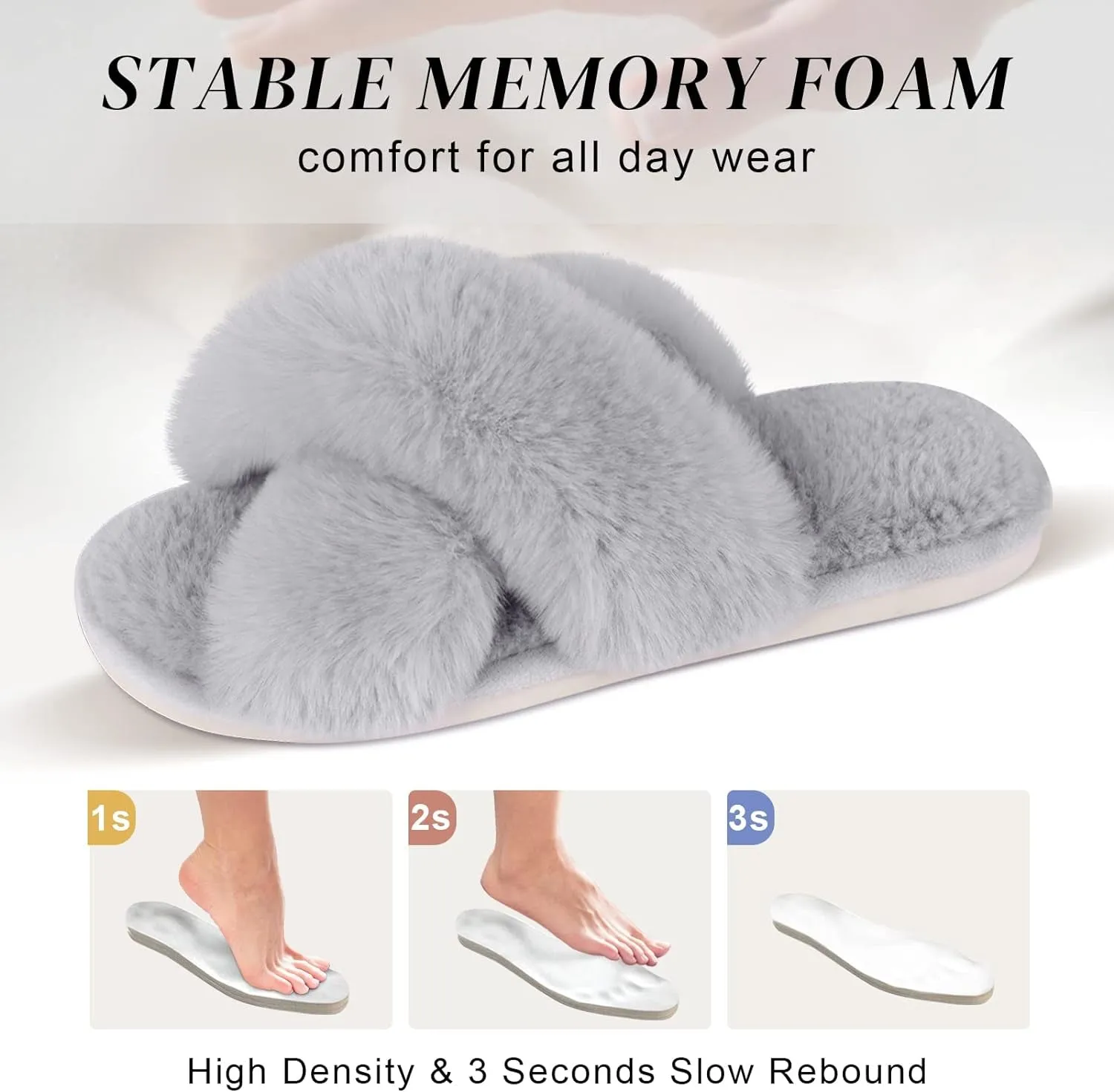 Slip Outfit Ideas Women'S Fuzzy Slippers Comfy Cross Band House Shoes Memory Foam Open Toe Indoor Gifts for Ladies