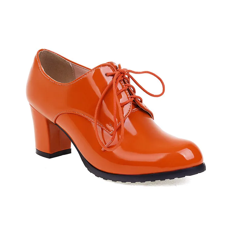 Women's Lace-Up Block Chunky Heel Oxford Shoes Bc Footwear Oxfords