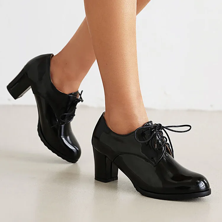 Women's Lace-Up Block Chunky Heel Oxford Shoes Oxfords On Sale