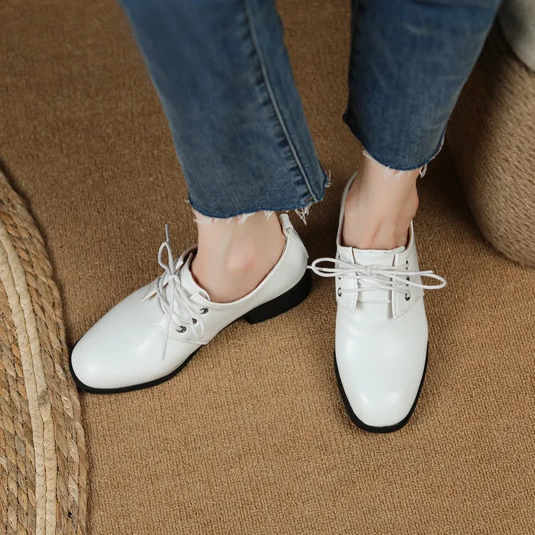 Patent Leather Oxfords Women's Lace Up Oxford Shoes