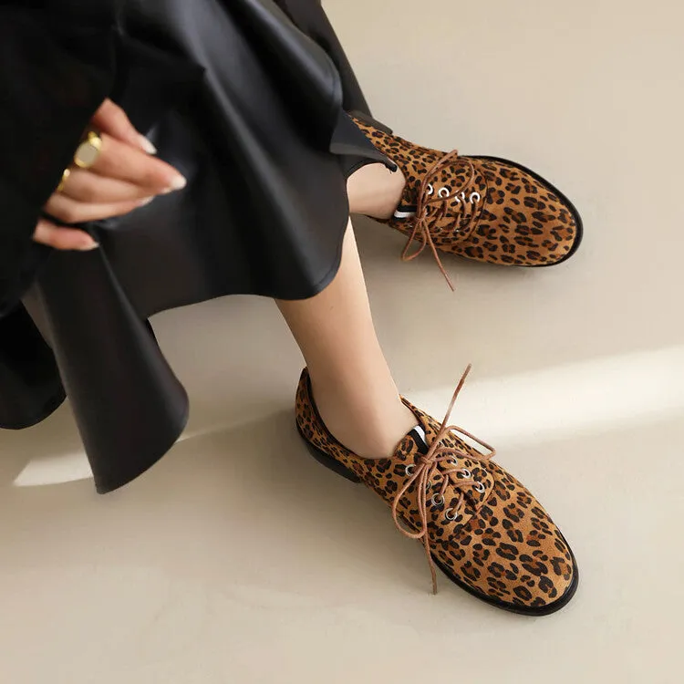 Trustee Leather Oxfords Women's Lattice Lace-Up Flats Oxford Shoes