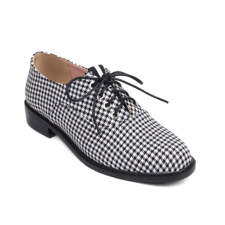 Women's Lattice Lace-Up Flats Oxford Shoes Oxford Derby
