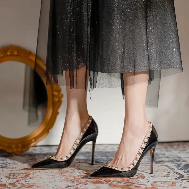 Women's Patent Leather High Heel Shoes Strappy Sandals Heels