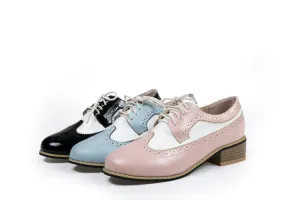 Braided Oxfords Women's Pointed Toe Bicolor Lace-Up Oxford Shoes