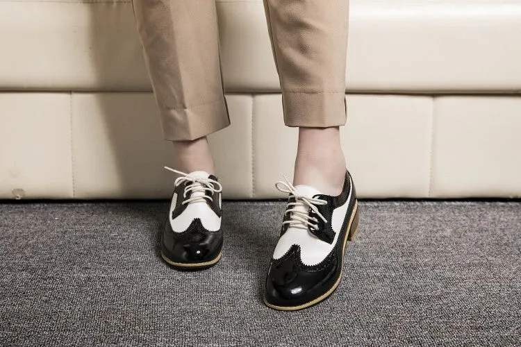 Women's Pointed Toe Bicolor Lace-Up Oxford Shoes Kieran Brown Oxford