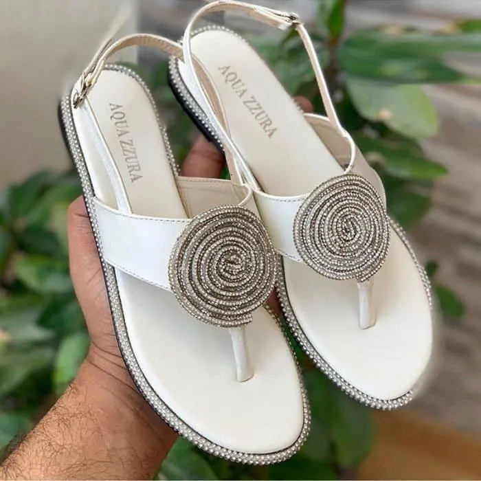 Womens Rhinestone Flat T Strap Sandal  AQ-1009 Website Slippers