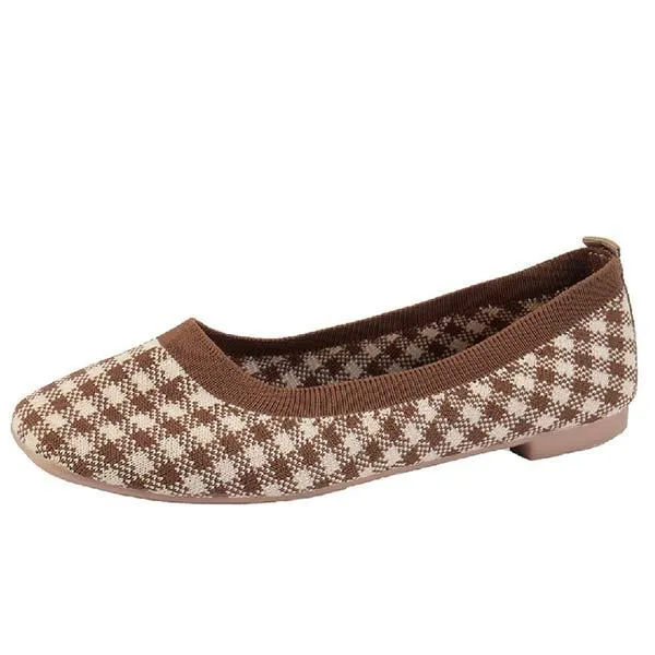 Women's Square-Toe Flat Knitted Slip-On Loafers 31340930C Indian Loafers