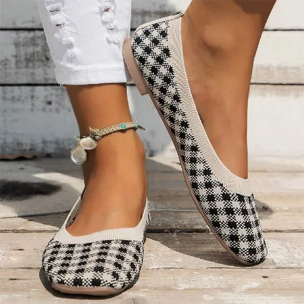 Women's Square-Toe Flat Knitted Slip-On Loafers 31340930C Huarache Loafers