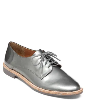 Womens VINCE CAMUTO NILEE Leather SILVER Metallic Loafer SHOE 8 Steampunk PEWTER Flat Loafers Feet